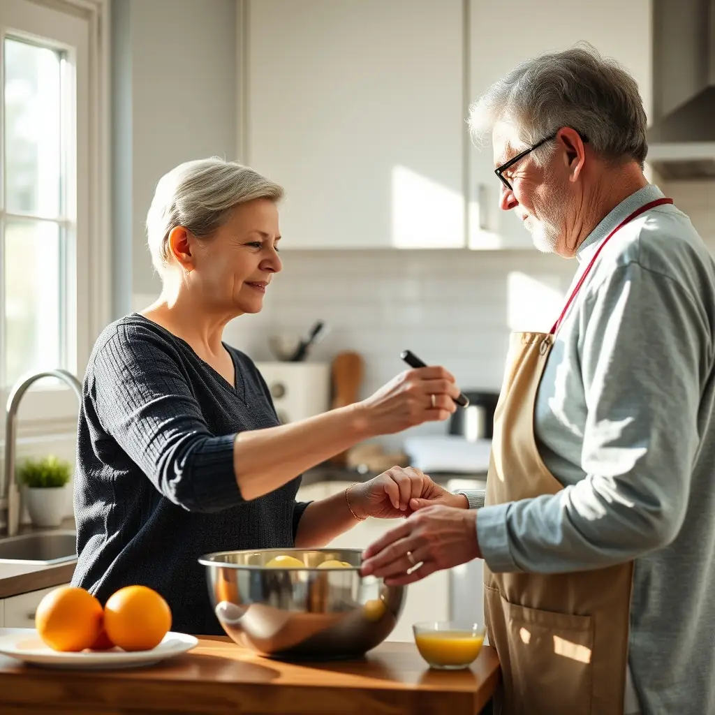 A caregiver assisting a veteran with daily tasks in their home, showcasing Arex Care's commitment to supporting veterans and their families.