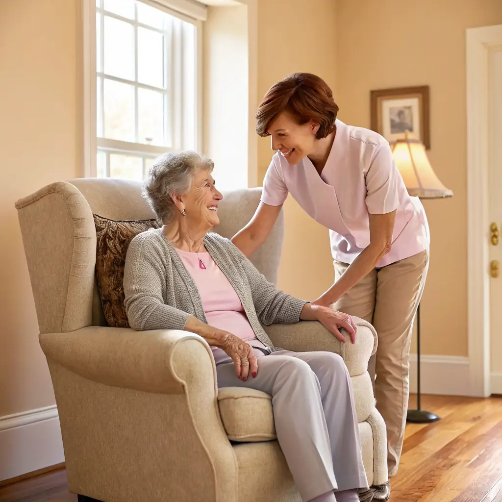 A caregiver providing respite care for a family member, highlighting Arex Care's support for caregivers needing a break.