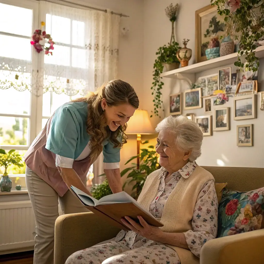 A dedicated caregiver assisting a person with a disability in their home, highlighting Arex Care's commitment to supporting individuals with special needs.